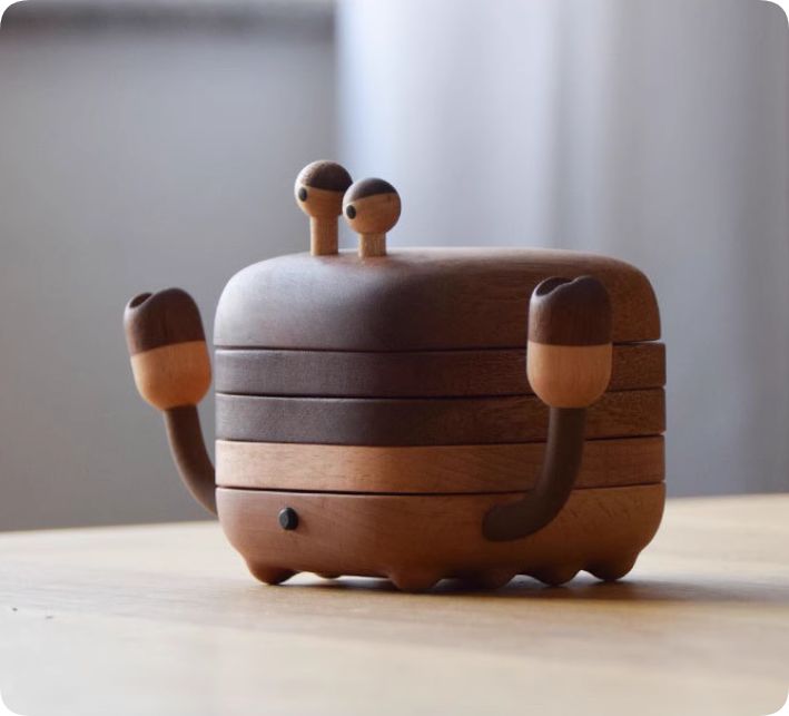 無垢材無漆大きな目をにらんでかわいい小蟹コースター功夫茶茶託断熱マットポット置物