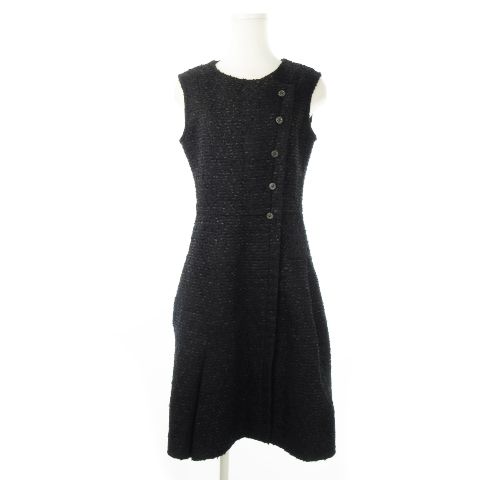ルネ Rene TISSUE ツイードワンピース ひざ丈 サイドボタンデザイン