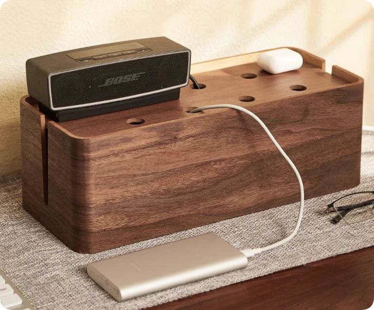 無垢材の電線収納箱挿排コンセント遮蔽装飾整理ハブケーブル充電宝理線神器 木製デバイス収納ボックス