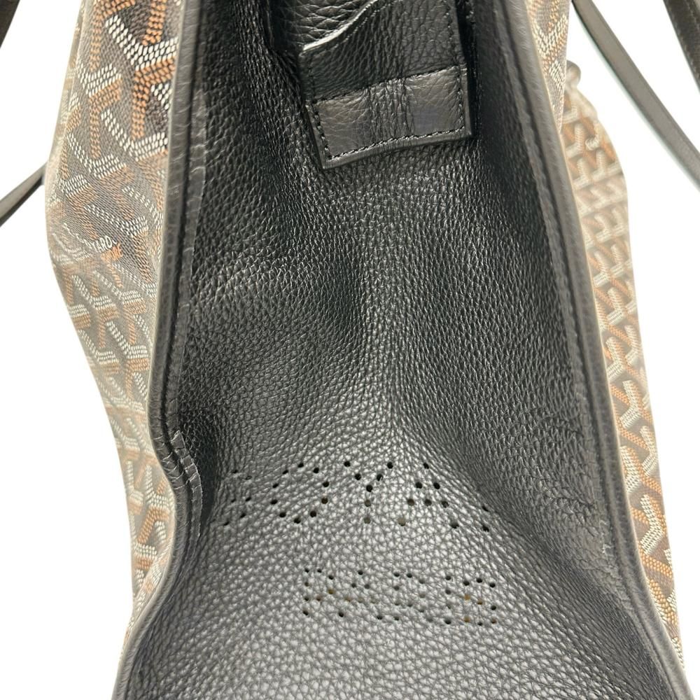 GOYARD|ゴヤール アーディGM ペット用キャリーバッグ トートバッグ ハンドバッグ PVC|レザー ブラック|ブラウン|ヘリンボーン柄|シルバー金具 レディース BL