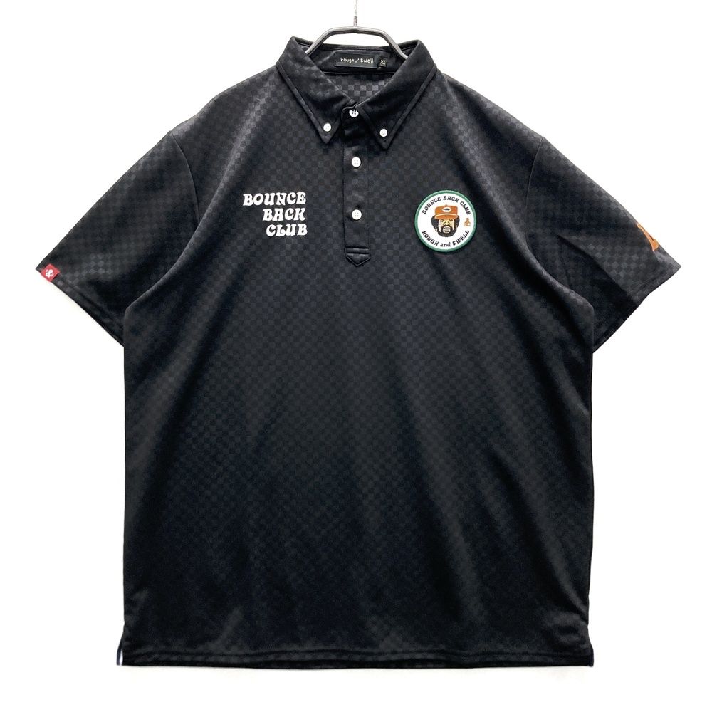 サイズ XL ROUGH SWELL ラフアンドスウェル 半袖ポロシャツ ボタンダウン チェック柄 ブラック系 ゴルフウェア メンズ ストスト