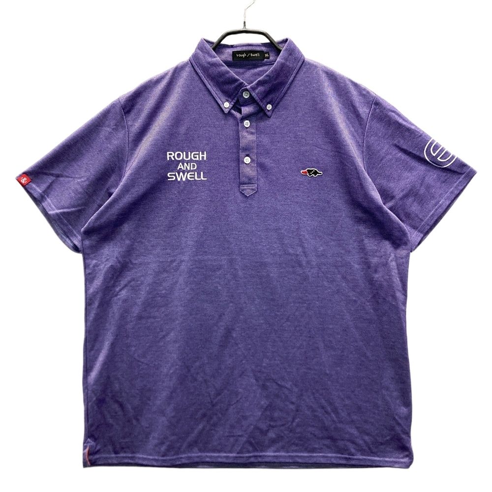 サイズ XL ROUGH-SWELL ラフアンドスウェル 半袖ポロシャツ ボタンダウン パープル系 ゴルフウェア メンズ ストスト