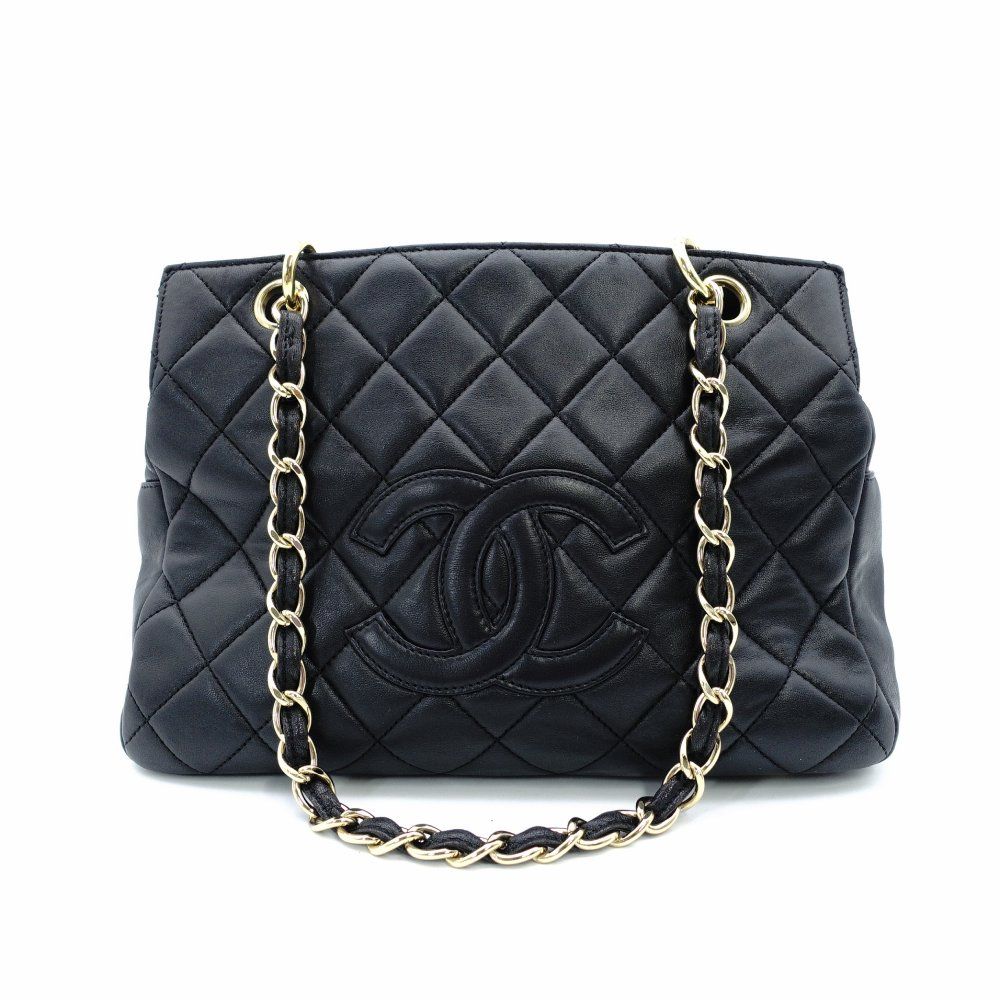 シャネル CHANEL マトラッセ ラムスキン 黒 チェーン ショルダーバッグ ブラック レザー ショルダー ゴールド金具 7-10-688