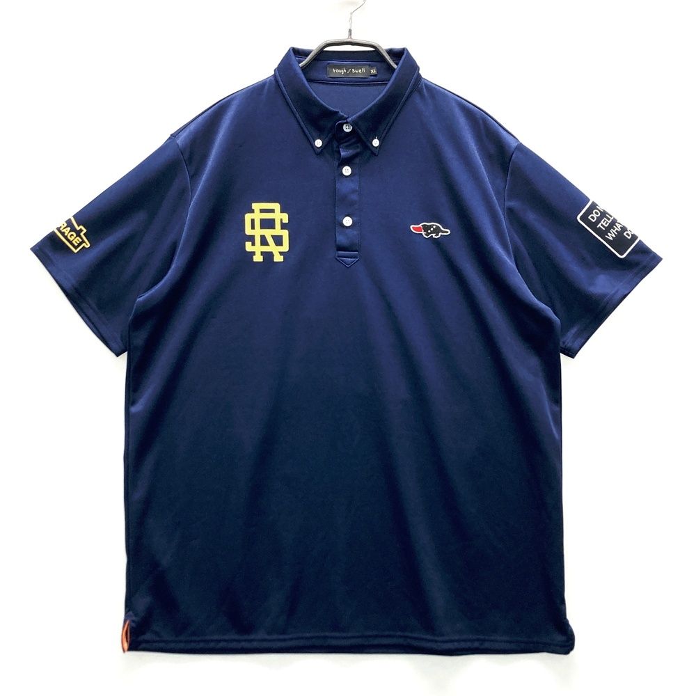 サイズ XL ROUGH-SWELL ラフアンドスウェル 半袖ポロシャツ ボタンダウン ネイビー系 ゴルフウェア メンズ ストスト