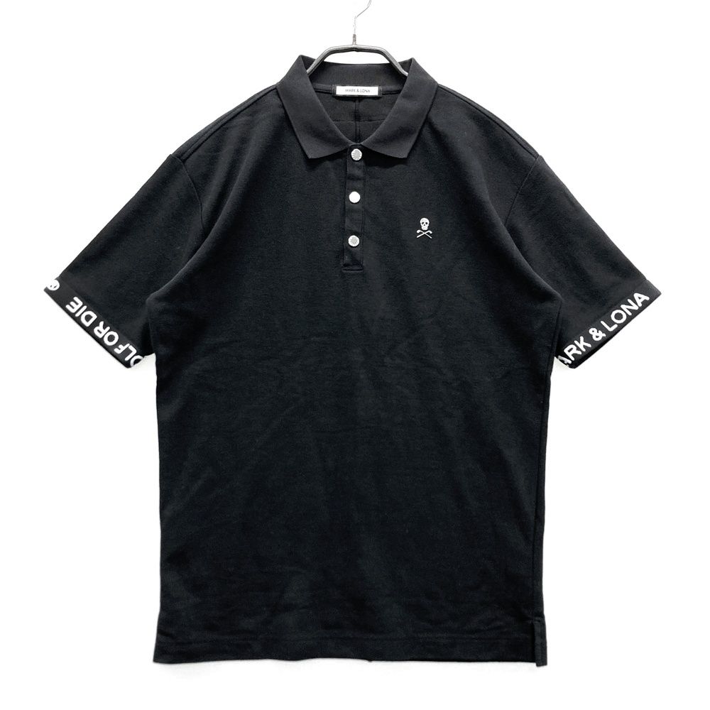 サイズ 46 MARK LONA マークアンドロナ 半袖ポロシャツ スカル ブラック系 ゴルフウェア メンズ ストスト