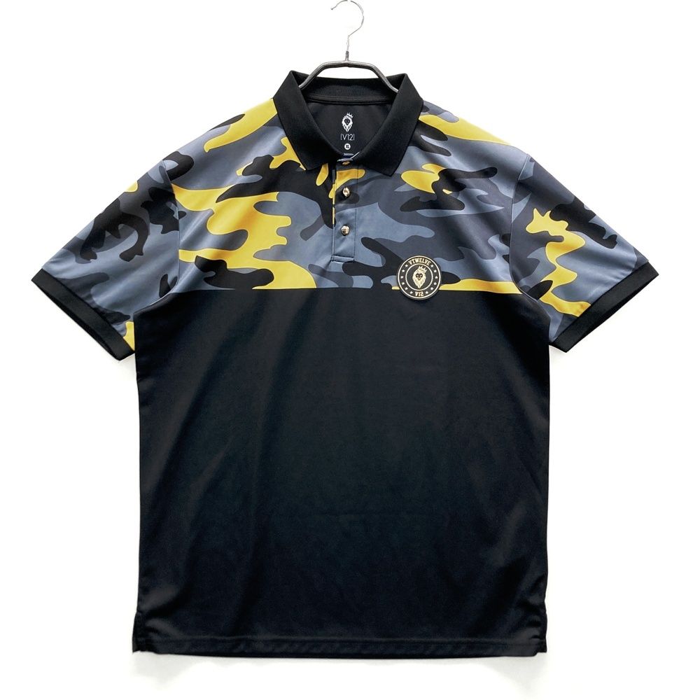 サイズ XL V 12 ヴィトゥエルヴ 半袖ポロシャツ カモフラ柄 ブラック系 ゴルフウェア メンズ ストスト