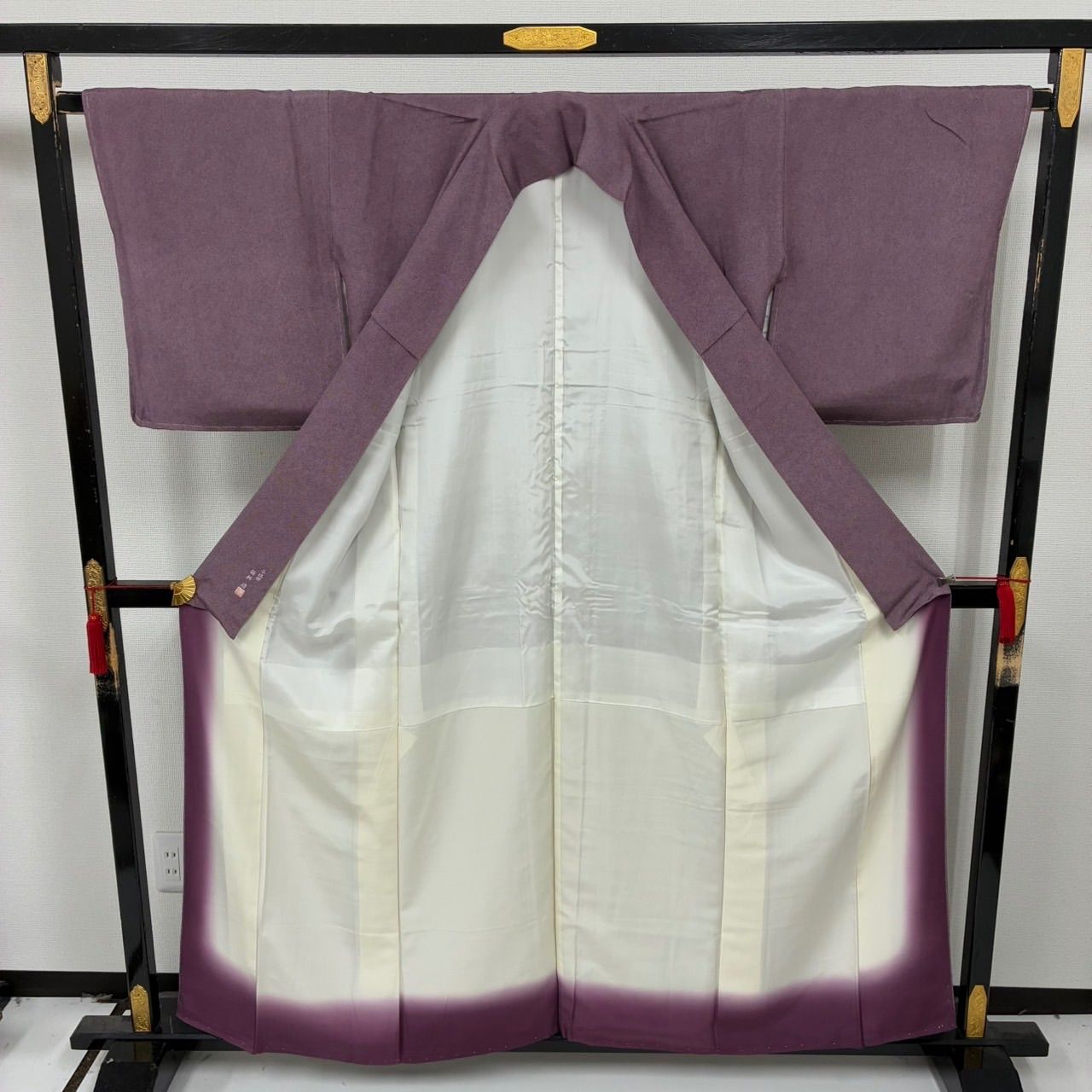 作家物 鮫小紋 江戸小紋 正絹 紋なし しつけ糸 色味の良い 袷 着物 MK