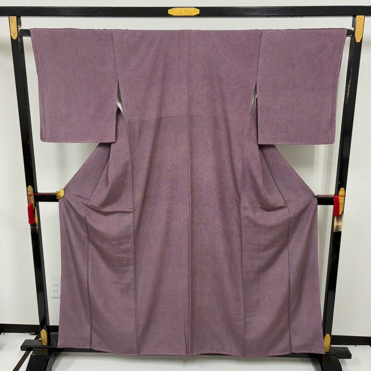 作家物 鮫小紋 江戸小紋 正絹 紋なし しつけ糸 色味の良い 袷 着物 MK