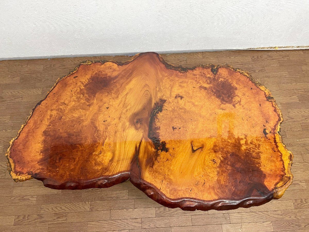 □花梨 テーブル 瘤 コブ 1枚板 天然木 机 座卓 ローテーブル ちゃぶ台