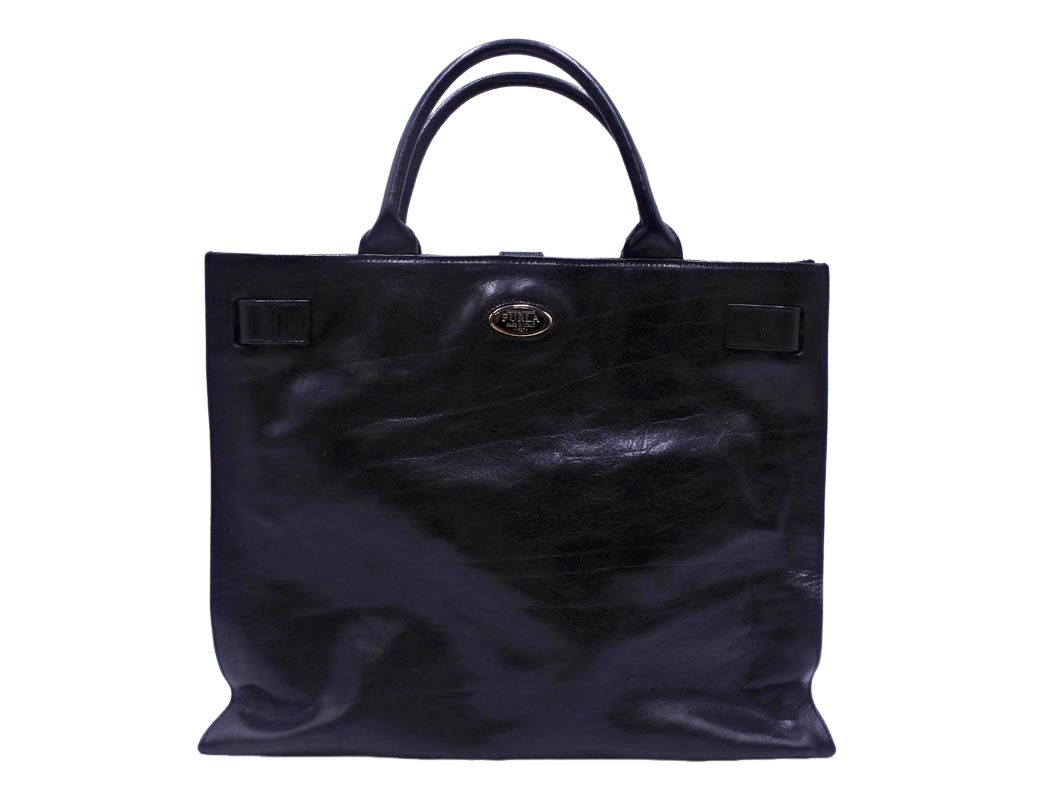 FURLA 黒 FURLA(フルラ) トートバッグ - 黒 レザー レザー トートバッグ