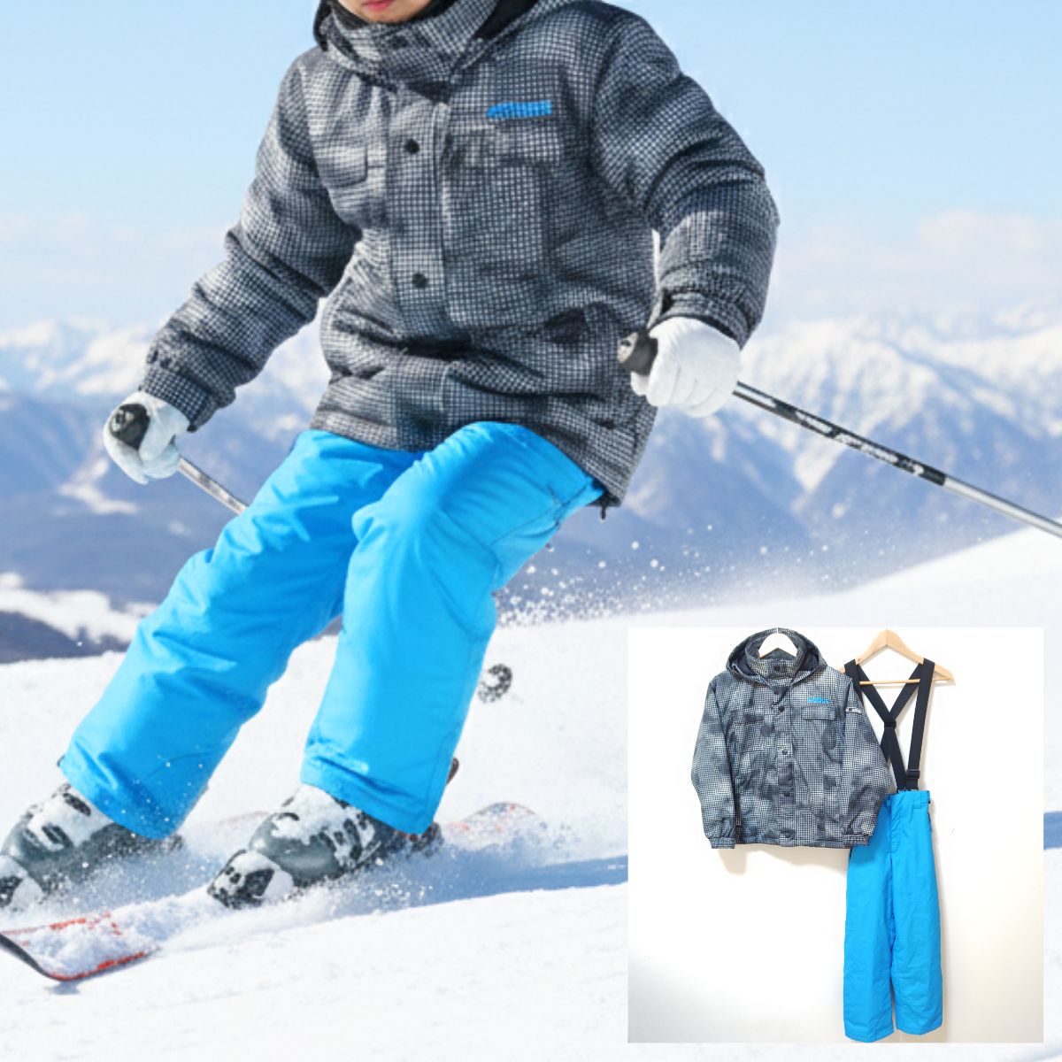 オシャレな千鳥格子柄◎【mobus】モーブス スキー ウェア ウエア 上下