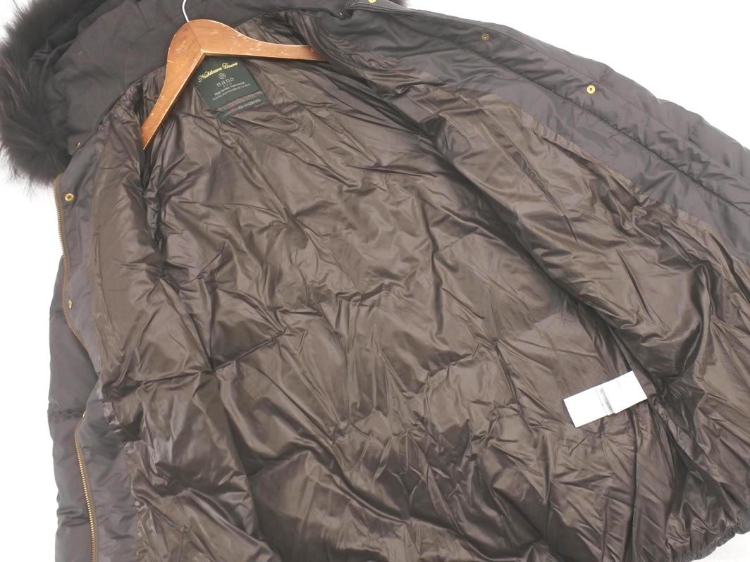 極美品✨ナノユニバース【38】西川ダウンコート　ラクーンファー　軽量　ブラウン ナノユニバース 38 西川ダウンコート ラクーンファー 軽量 ブラウン