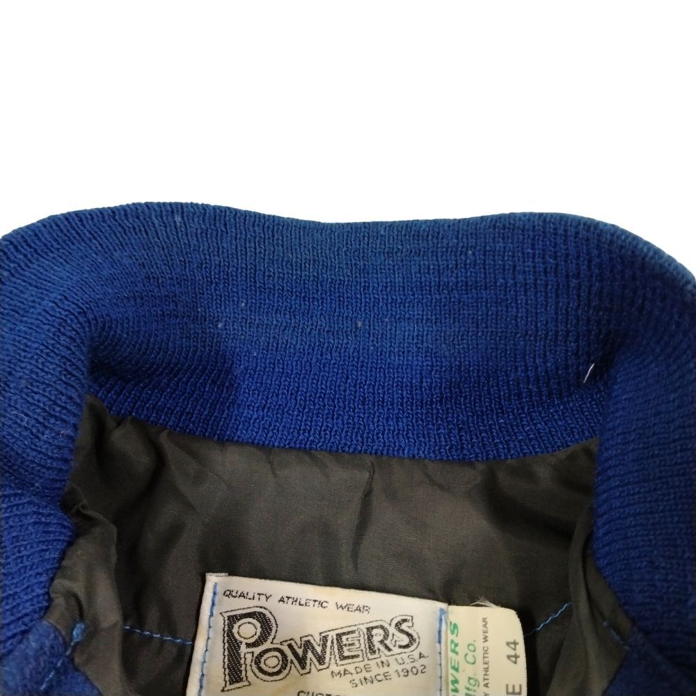 POWERS Mfg Co USA製 袖革 スタジャン ブルー×グレー サイズ44 正規品