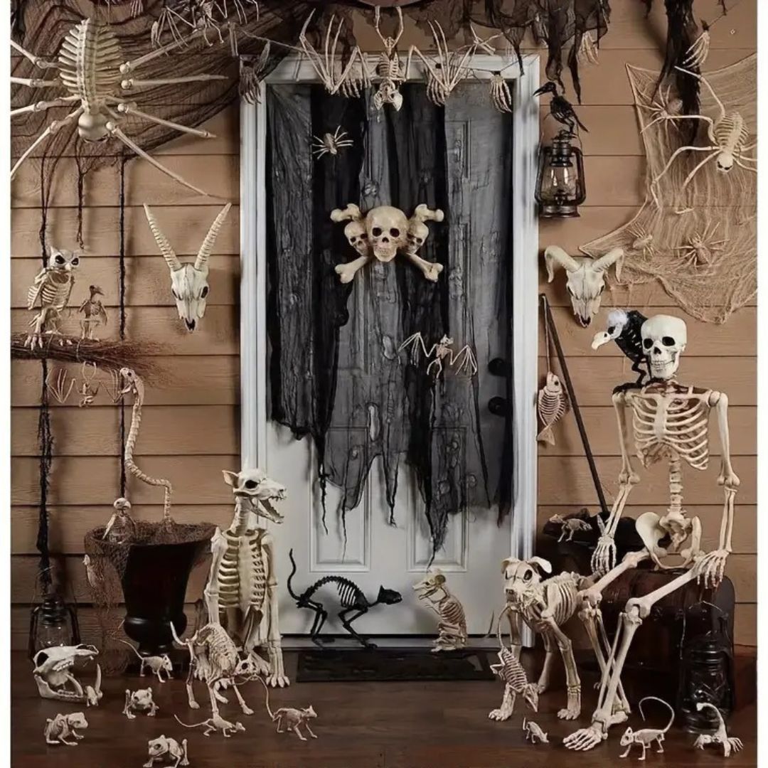  オブジェ 置物 猫 骨格 骸骨 スケルトン スカルキャット 動物 ハロウィン ハロウィーン インテリア 装飾 デコレーション パーティ ユニーク 個性的 卓上キャビネット 置物 インテリア小物