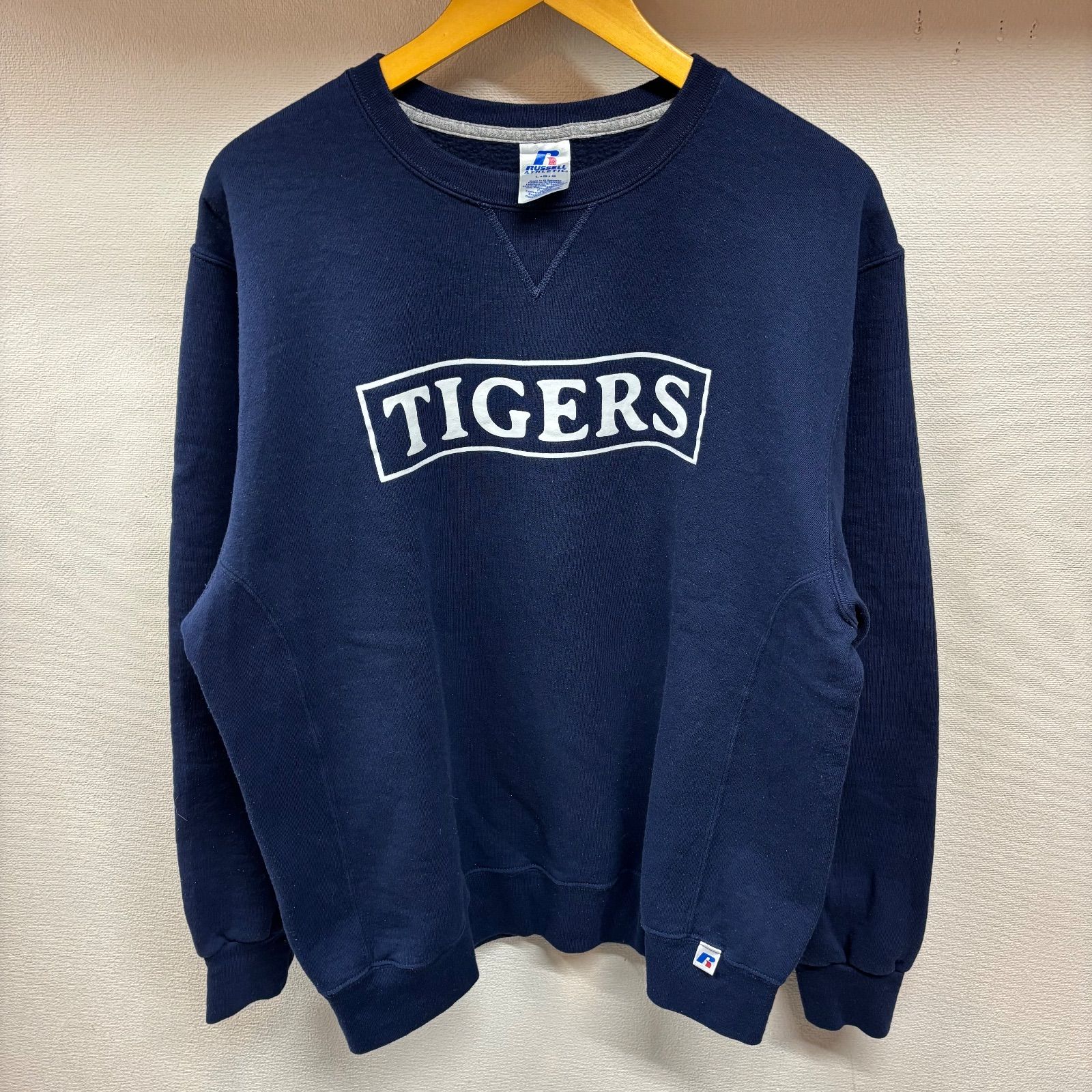 古着 L スウェット RUSSELL ラッセル ビックプリント クルーネック 