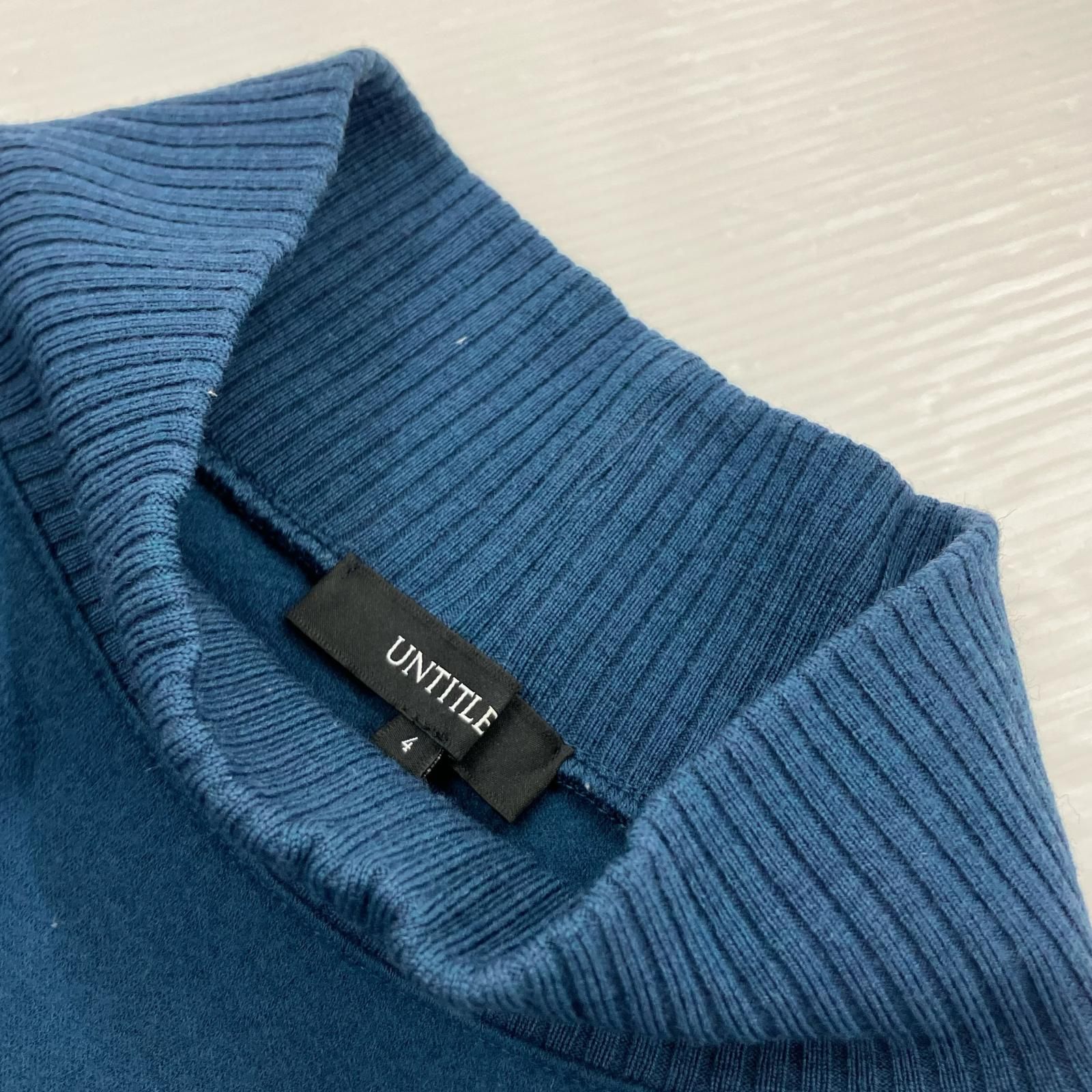未使用タグ付 【24年AW】 アンタイトル ハイネックニットワンピース ブルー系 アンタイトル ニットワンピース トップス ロング丈 ハイネック 日本製