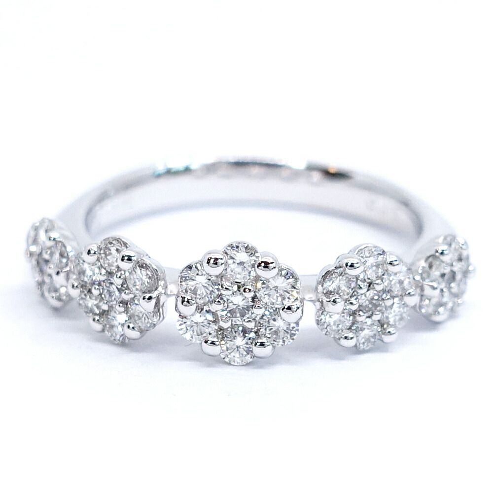 栄 ポンテヴェキオ K18WG フラワー パヴェ ダイヤモンド リング 指輪 750WG ジュエリー レディース