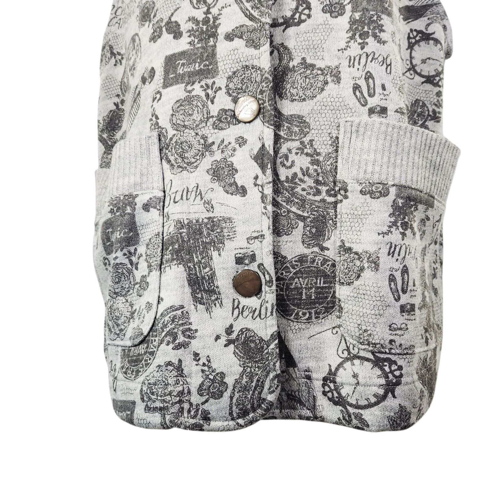 鴨居羊子べスト TUNIC べストAWボンバー レトロモノトン グレー色 6649