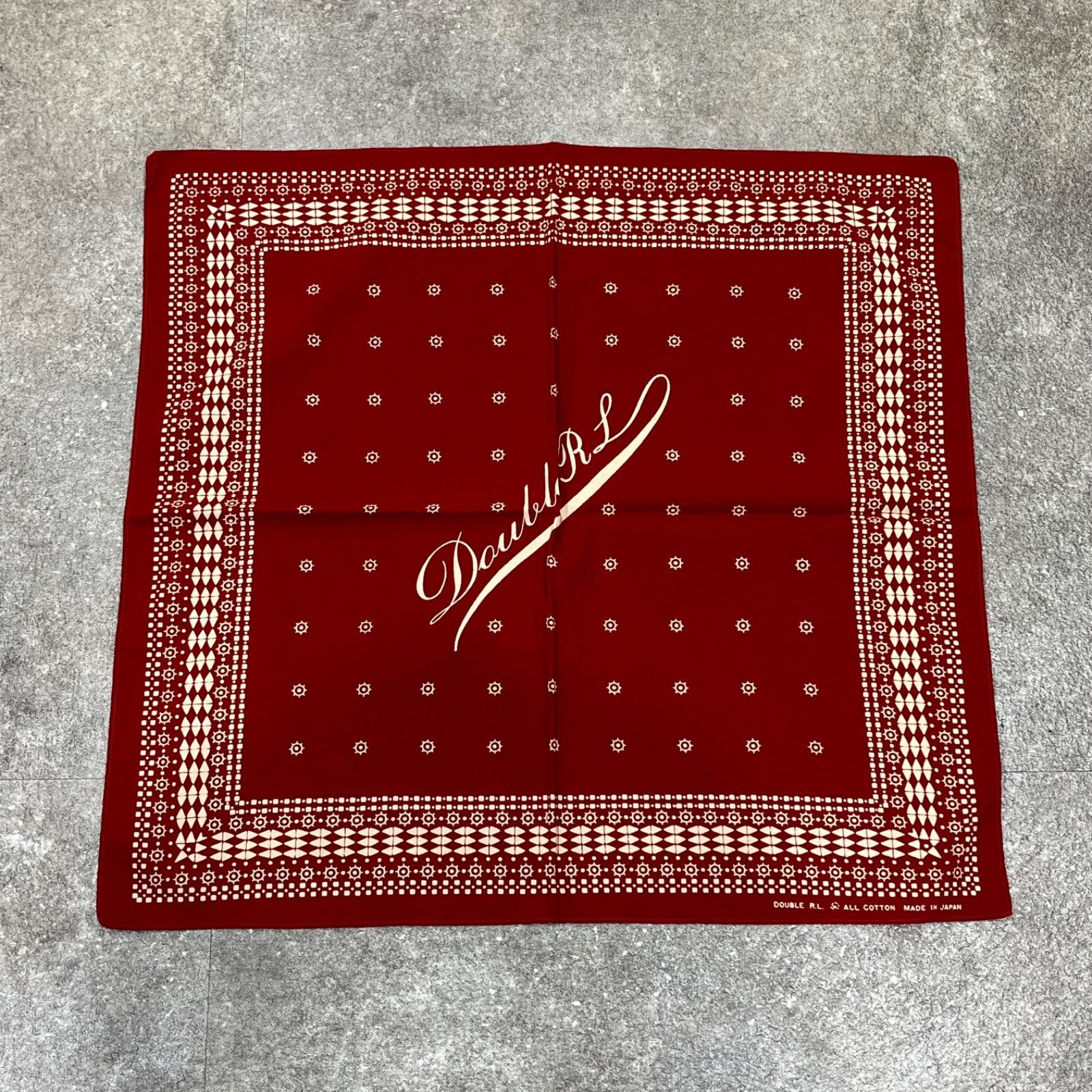 参考上代20900円 ♥ RRL ダイヤモンドプリント コットン バンダナ スカーフ ダブルアールエル レッド系 F 96605 A