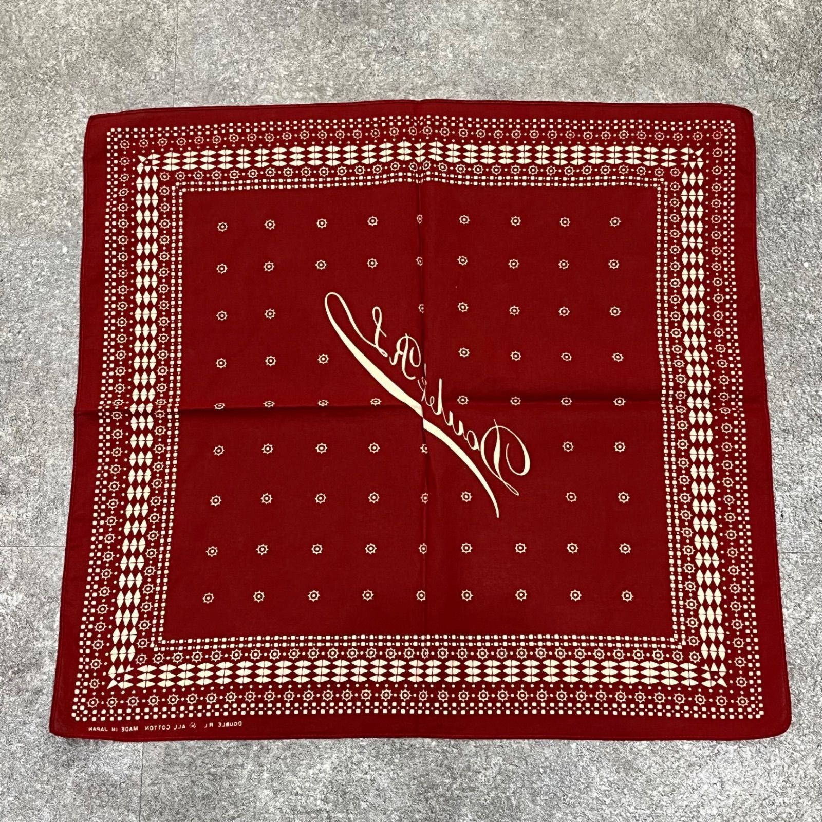 参考上代20900円 RRL ダイヤモンドプリント コットン バンダナ スカーフ ダブルアールエル レッド系 F 96605 A