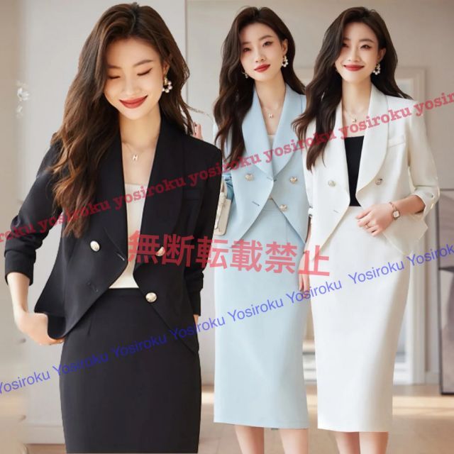 種類16：ホワイト/S/ジャケット+ワンピース OL 通勤 オフェス パーティー きれいめ ジャケット・スカート 2点セット (T)