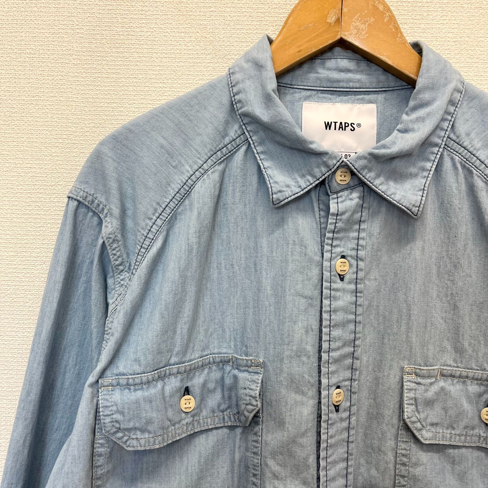 美品 WTAPS ダブルタップス 242WVDT-SHM02 CB / LS / COTTON. CHAMBRAY