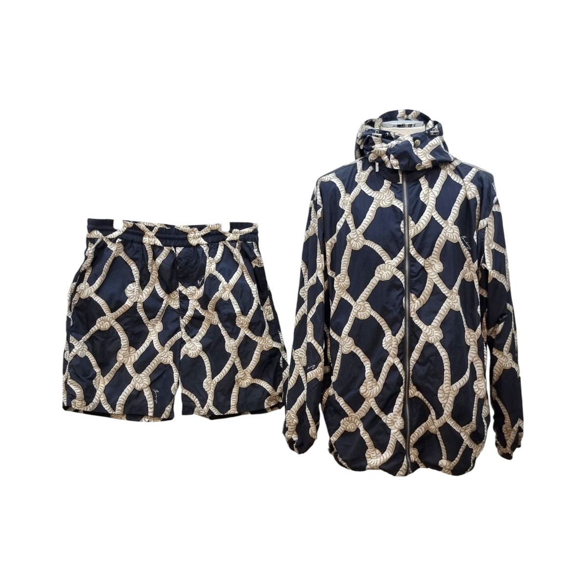 XL バーバリー 25 SS リボン結び プリント ノート ナイロン セットアップ