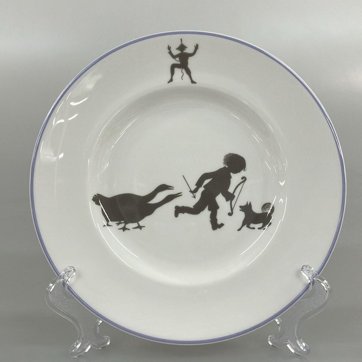 HERMES エルメス プレート 白 ライトブルー SILHOUETTES