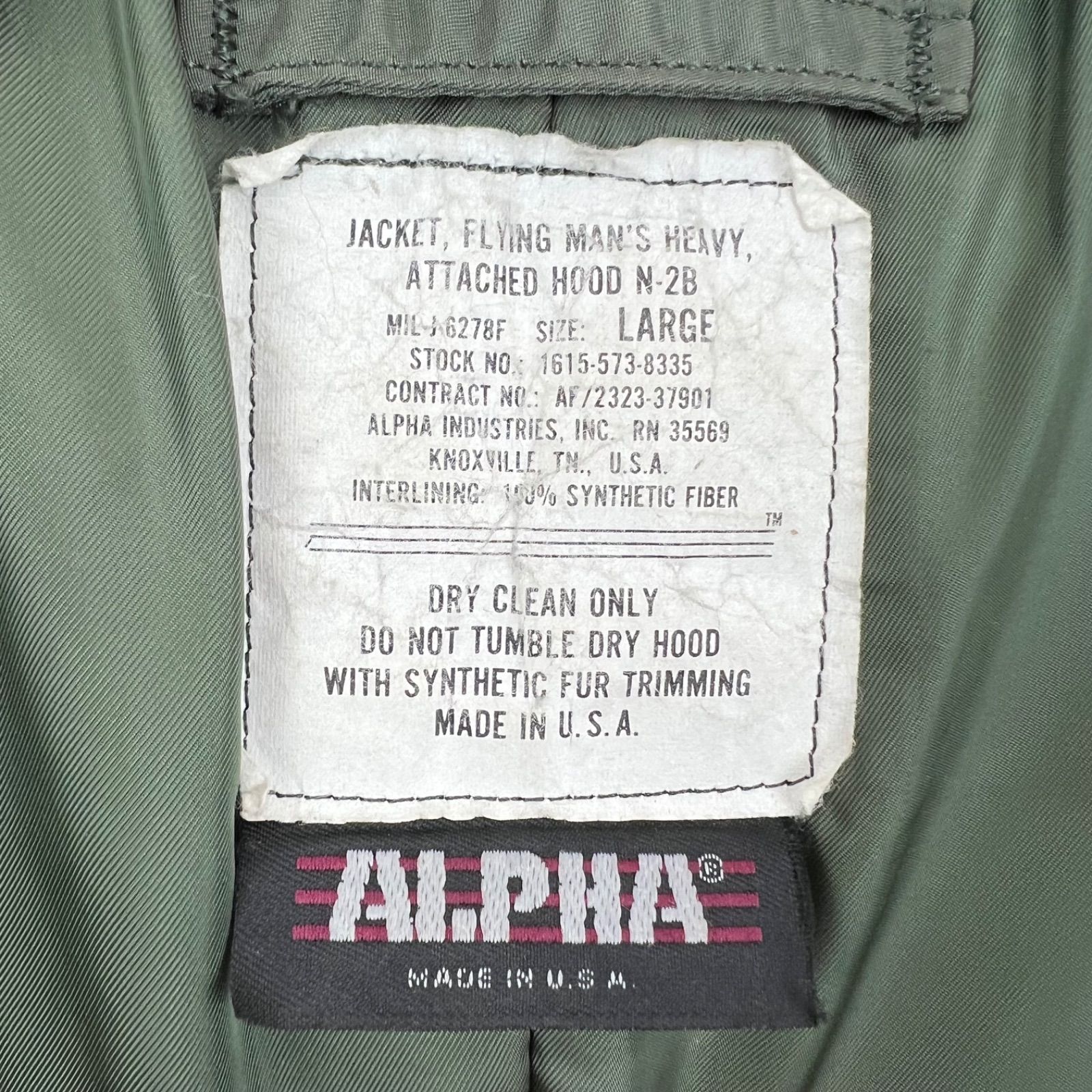 ALPHA INDUSTRIES 80s USA N-2B flight jacket L 6278F アルファ