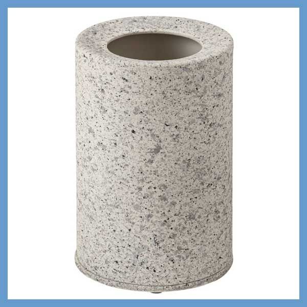 テラゾー柄の筒型インテリアごみ箱（５Ｌ・二重構造）「W20.5xD20.5xH30cm」（トラッシュカン）No.15／ライトグレー