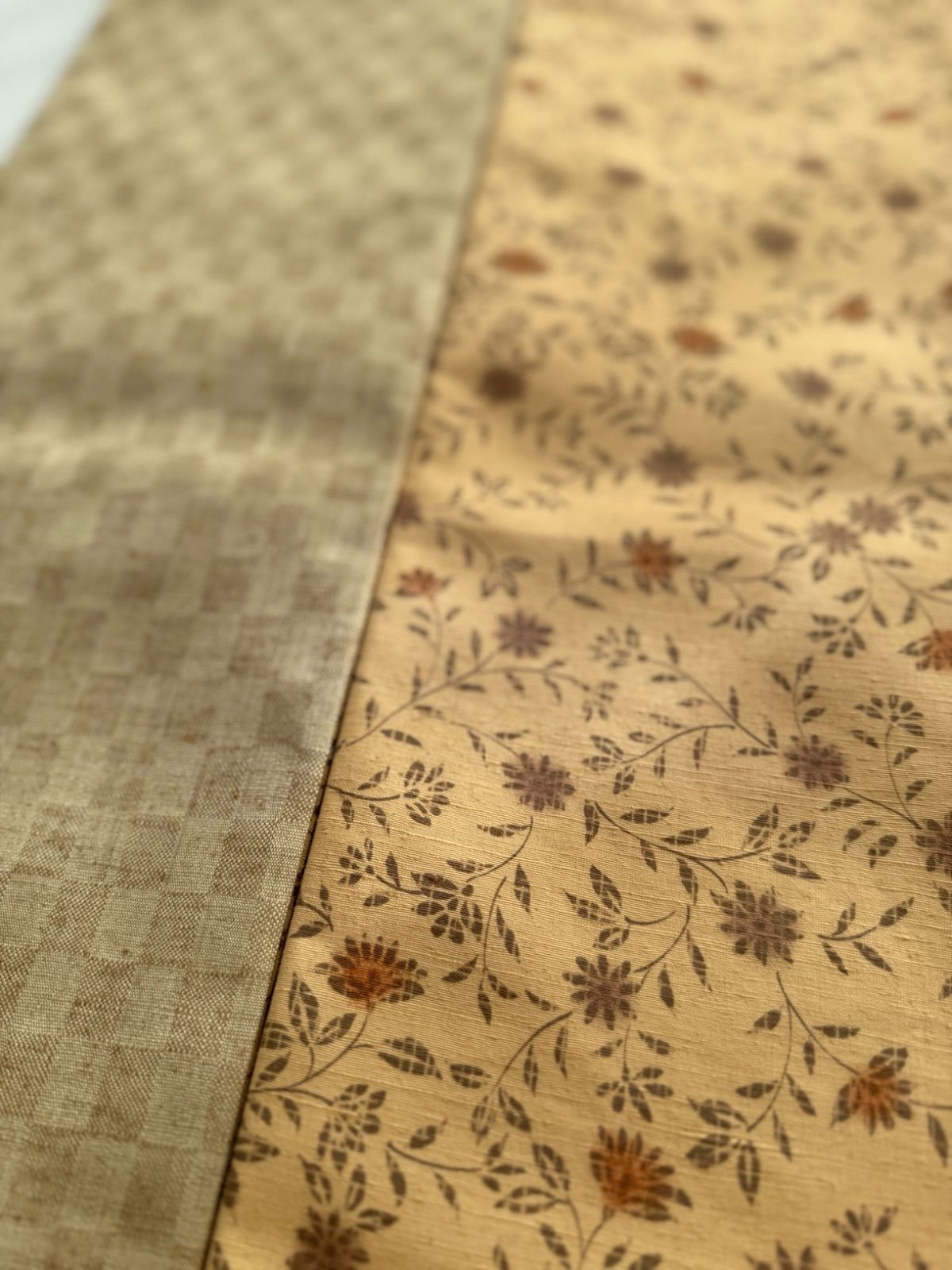 半幅帯 リバティ風模様の紬