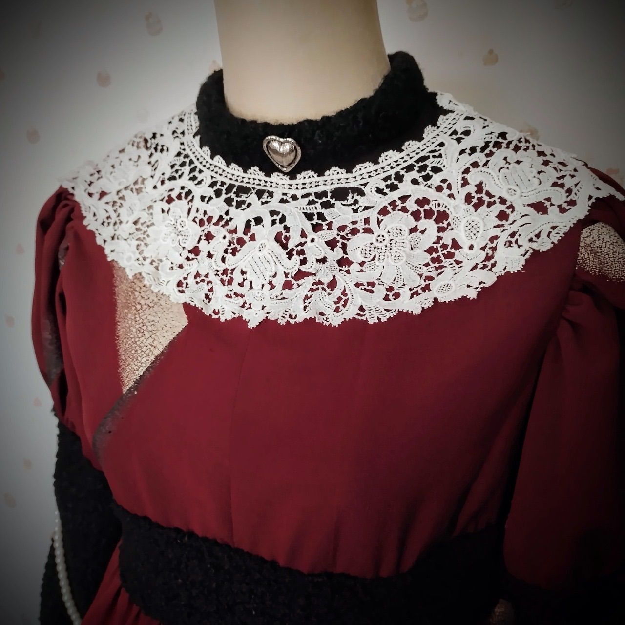 着物リメイク 古を眺める ワンピース ヘッドドレス付き