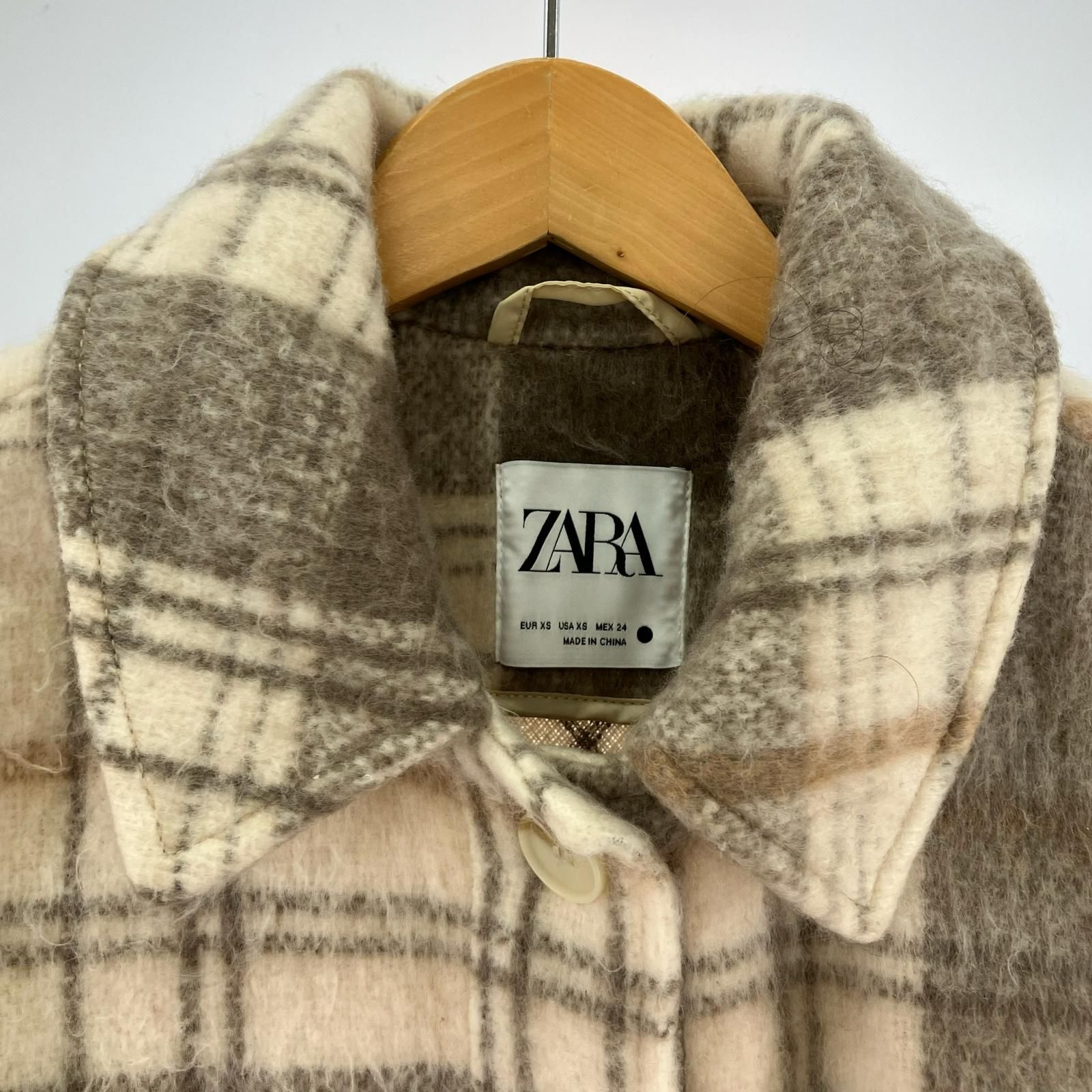 ZARA ザラ アウター　　EUR XS ZARA ザラ チェックジャケット sizeEUR XS/ベージュ系 - メルカリ