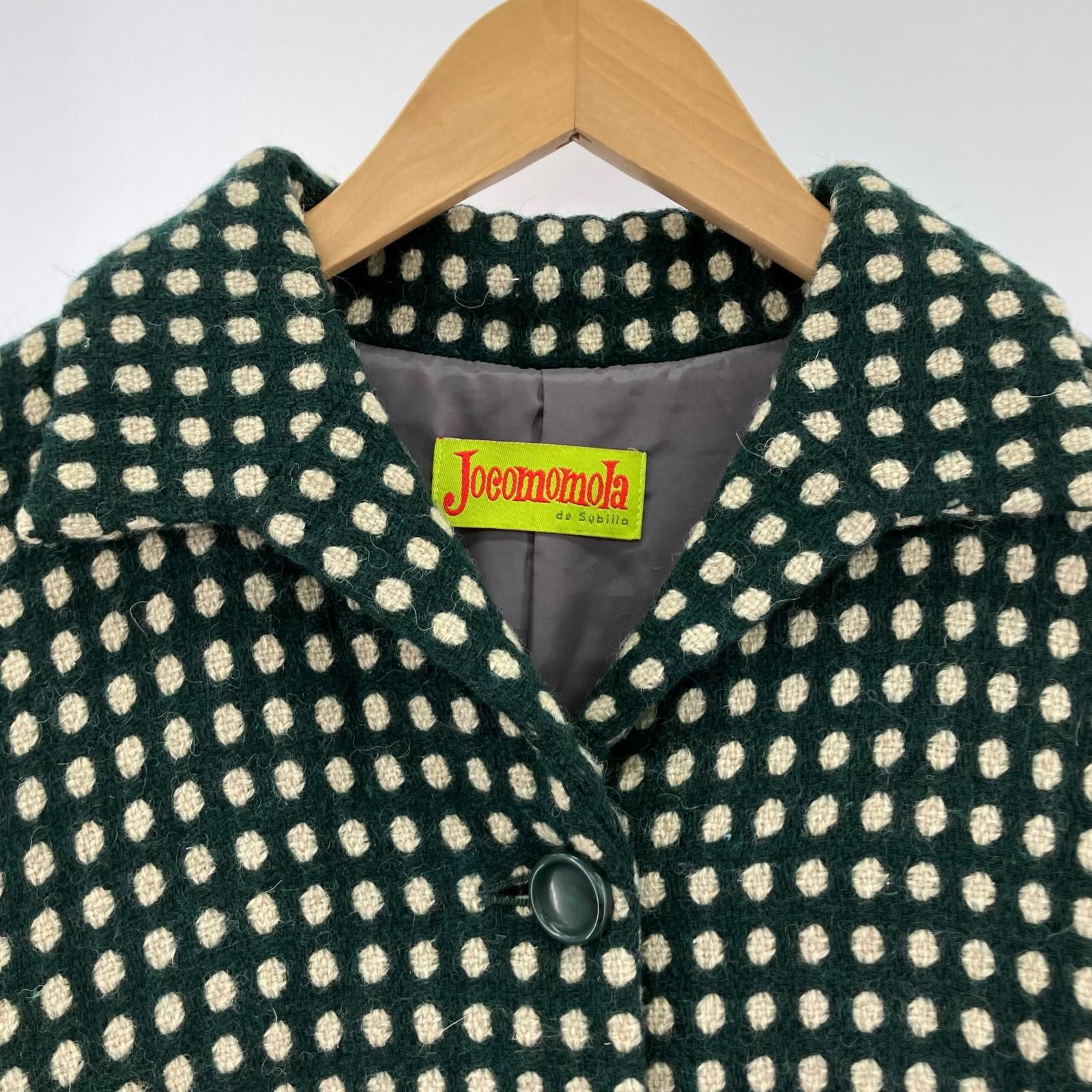 Jocomomola ホコモモラ ウール混 ドットコート size40/グリーン