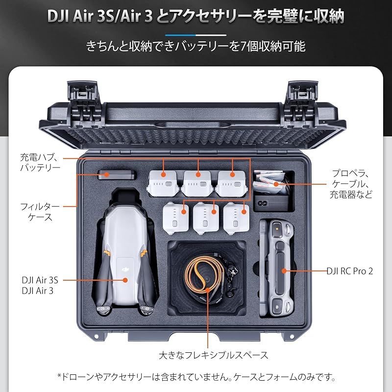 Lykus Titan MA 330 防水ケース DJI Air 3 S RC Pro 2 に適用 広くてフレキシブルなスペース 最大でバッテリー を収納 ケースのみ