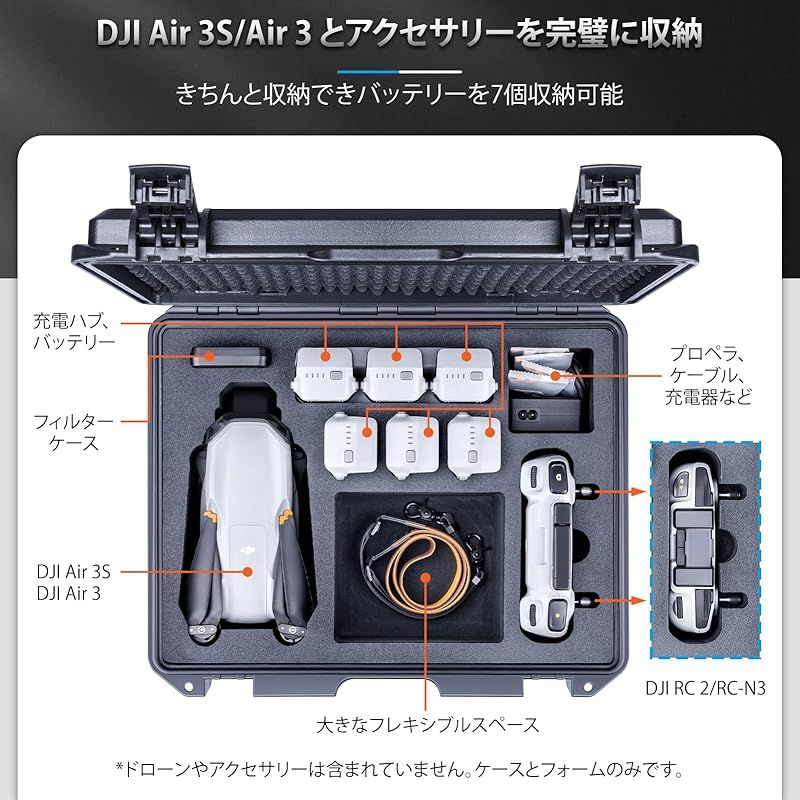 Lykus Titan MA 320 防水ケース DJI Air 3 S RC 2 N に適用 広くてフレキシブルなスペース 最大でバッテリー を収納 ケースのみ