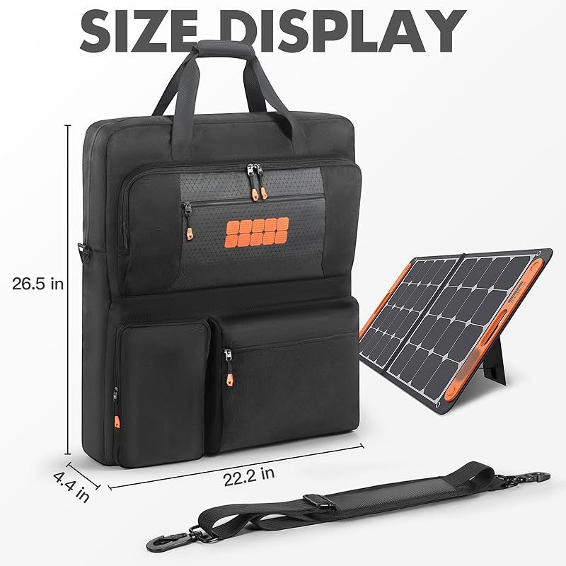 ソーラーパネル収納バッグ Jackery SolarSaga 100 W X 200 ZOUPW 110 に適合して 防水 耐衝撃 高密度 ソーラーパネルバッグ 複数のポケットと取り外し なショルダーストラップ 67.3 0