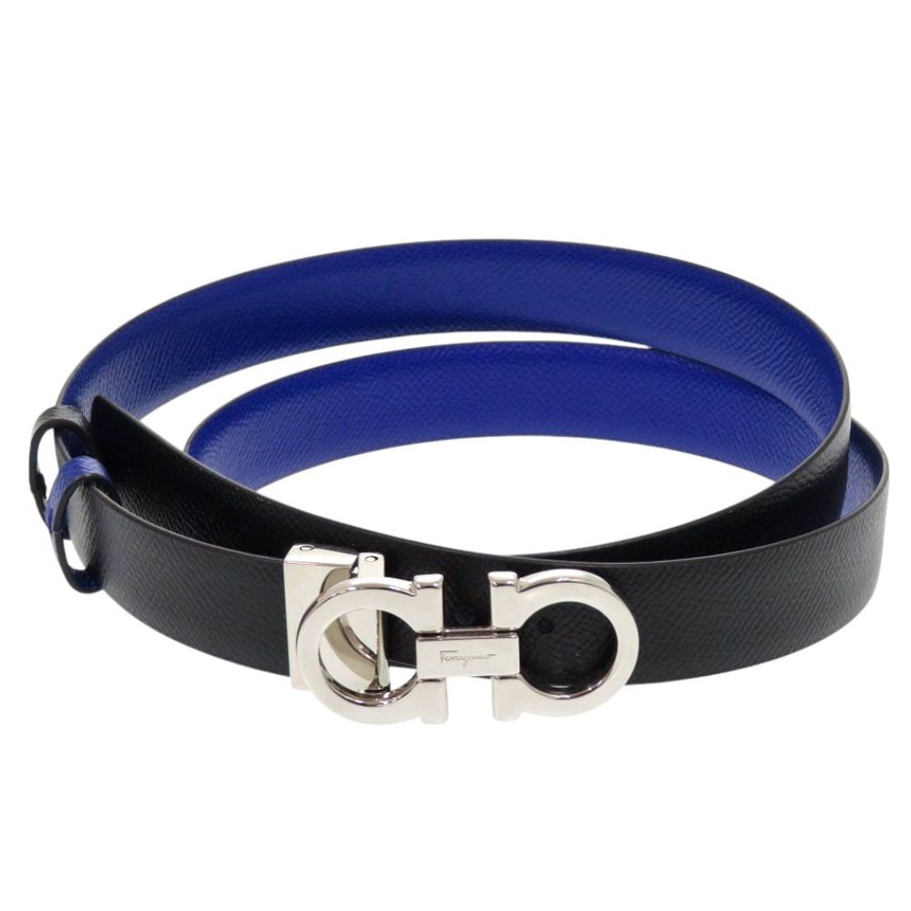 サルヴァトーレフェラガモ ダブルガンチーニ リバーシブル 23 A 565 764043 レザー ブラック ブルー ベルト 黒 青 2038 Salvatore Ferragamo