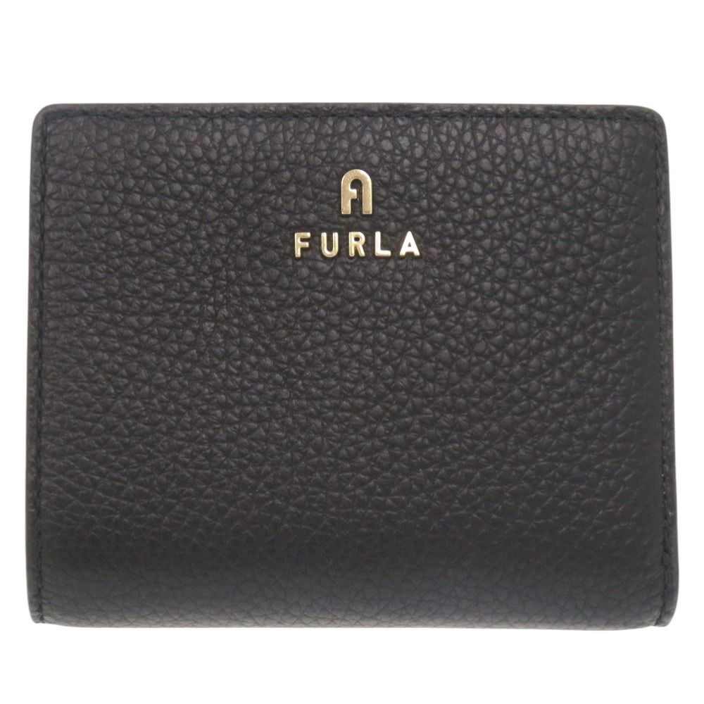 フルラ CAMELIA S COMPACT WALLET カメリア レザー ブラック 二つ折り財布 黒 2029 Furla