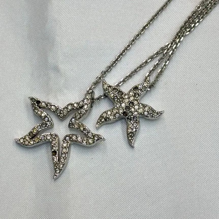 スワロフスキー 星2連ネックレス N【ヴィンテージ】SWAROVSKI 