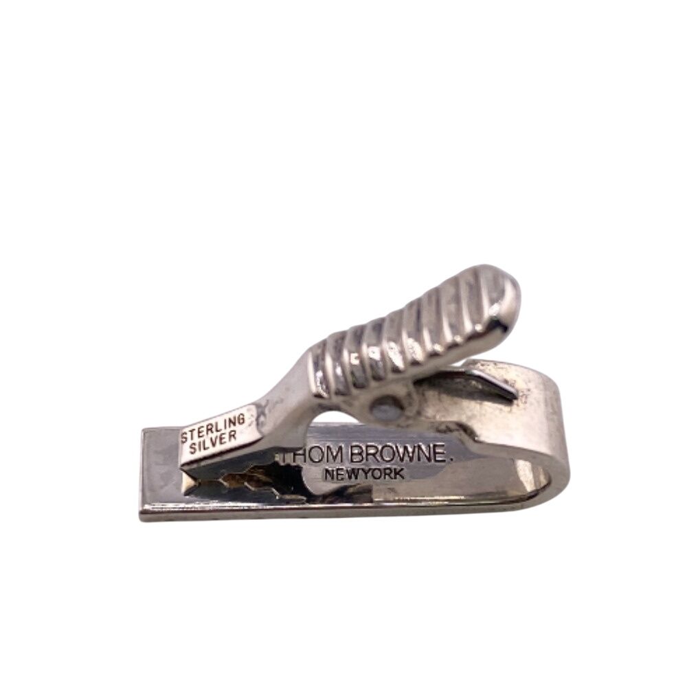 THOM BROWNEトムブラウンニューヨーク ショートタイバー タイピン シルバー メンズ デニムシャツ ネクタイピン 