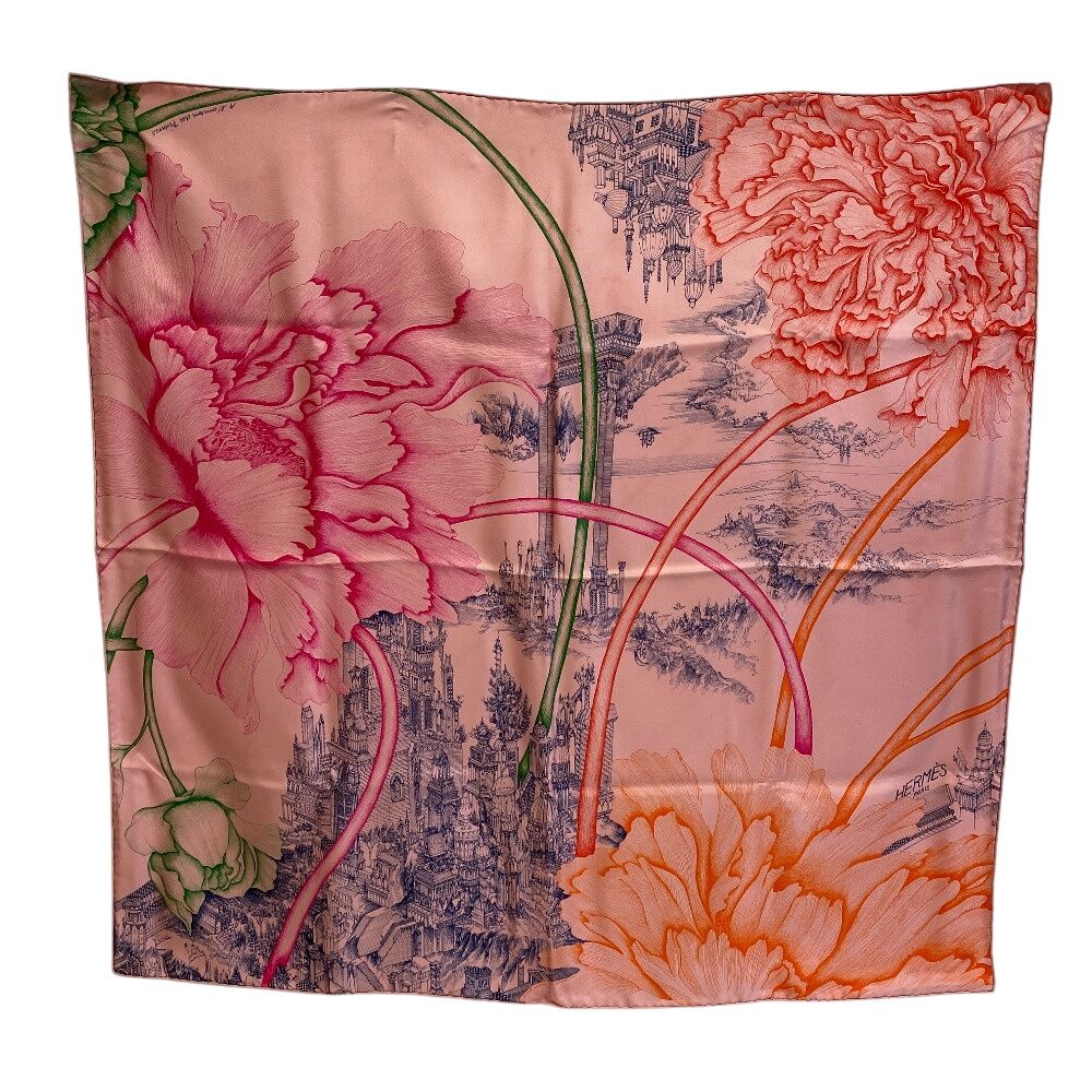 HERMESエルメス カレ90 A L'Ombre des Pivoines ピヴォワンヌの影