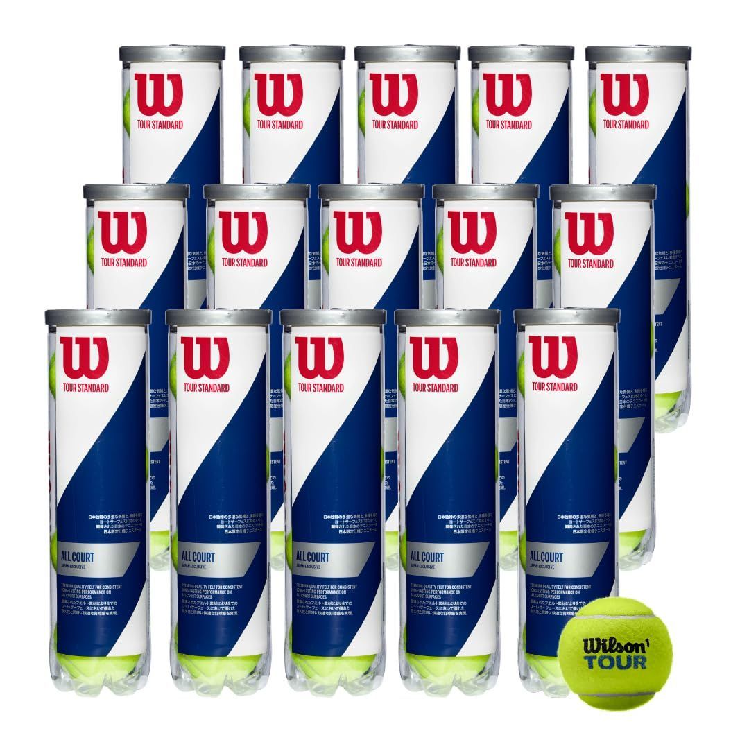 ツアー TOUR 公認 I.T.F. J.T.A. 硬式テニスボール 高体連推奨練習球 雨に強い Wilson ウイルソン 1缶 4球入り 1箱 15缶入り全60球