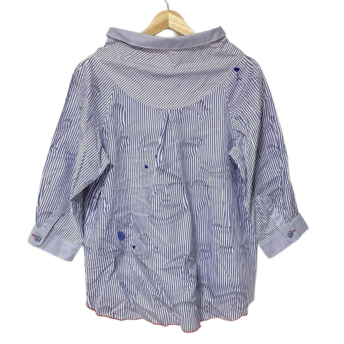 ALBEROBELLO OLLEBOREBLA アルベロベロ オレボレブラ 長袖ポロシャツ レディース - ネイビー×白×マルチ ストライプ