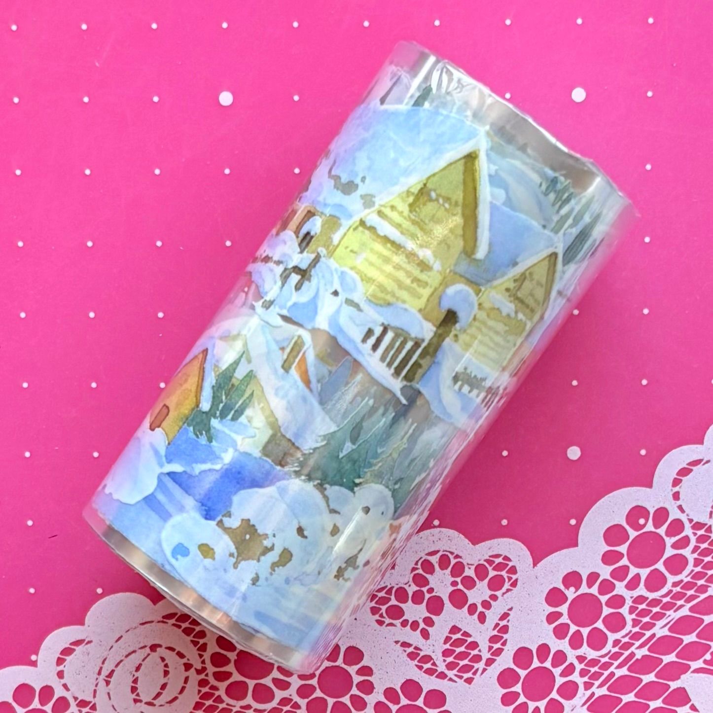 PET 雪乡日暮 7.5 cm×5 m 100 cm loop 海外マスキングテープ 海外マステ 冬 雪景色