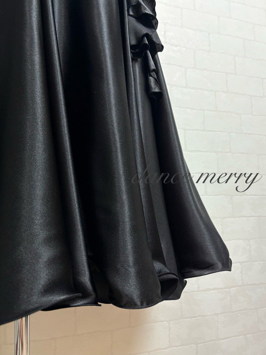 新品 社交ダンス 豪華 ツーピース セットアップ 黒 サテン パーティ