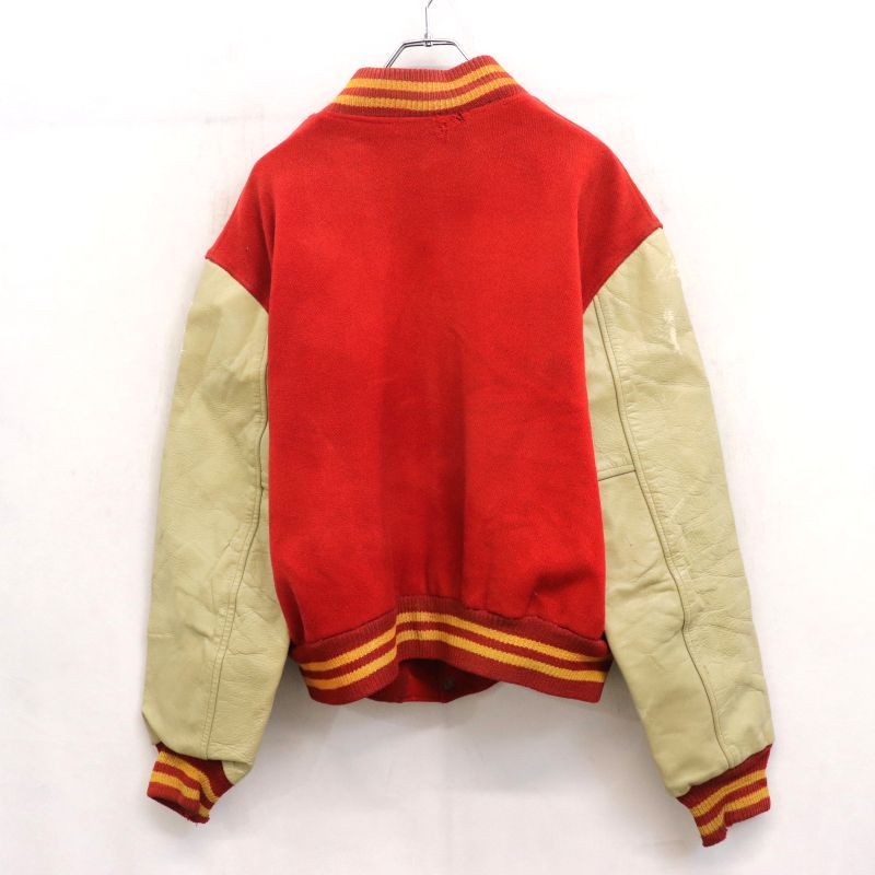 60s vintage アームレザー チェーンステッチ ウール スタジャン メンズ