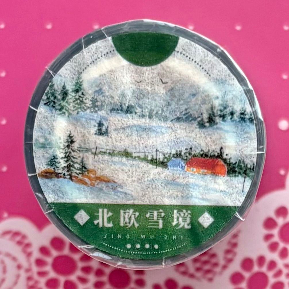 PET 北欧雪境 7 cm 5 m 100 loop 海外マスキングテープ 海外マステ 冬 雪景色