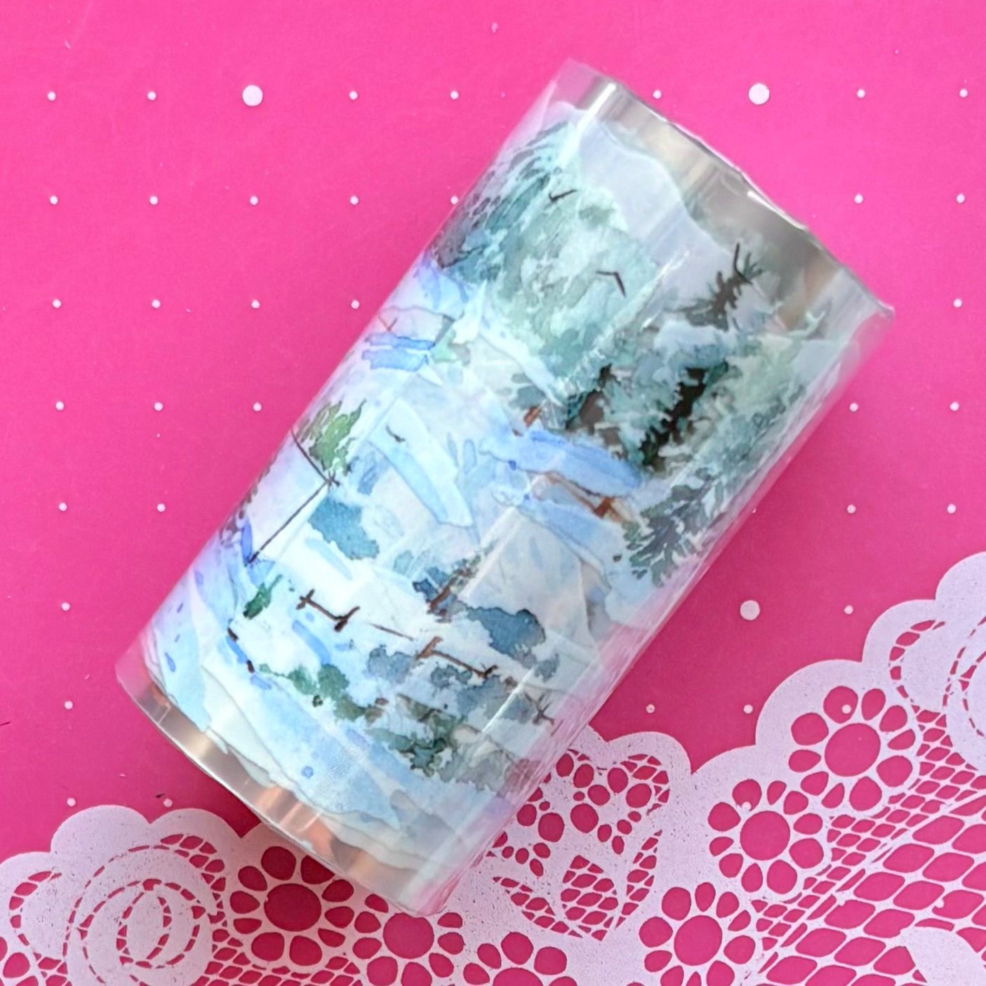 PET 北欧雪境 7 cm 5 m 100 loop 海外マスキングテープ 海外マステ 冬 雪景色