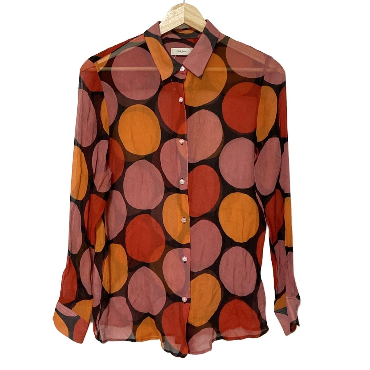PaulSmith ポールスミス 長袖シャツブラウス サイズ40 L レディース - ピンク×黒×マルチ シルク|ドット柄